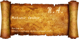 Matusz Andor névjegykártya